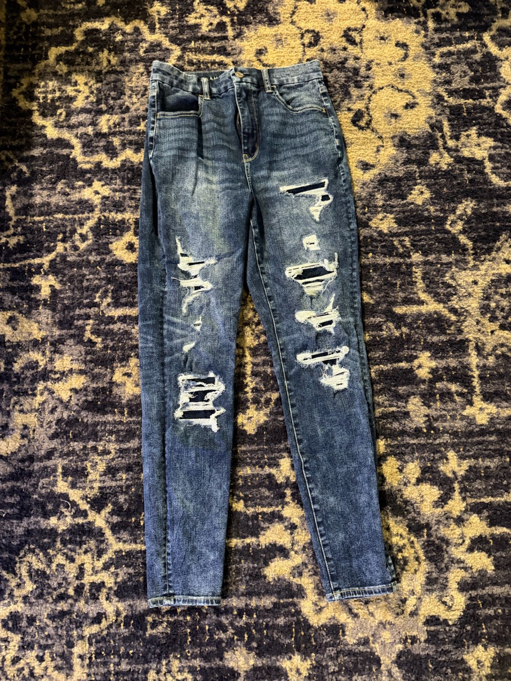 American Eagle Outfitters Distressed Blue Skinny Jeans
